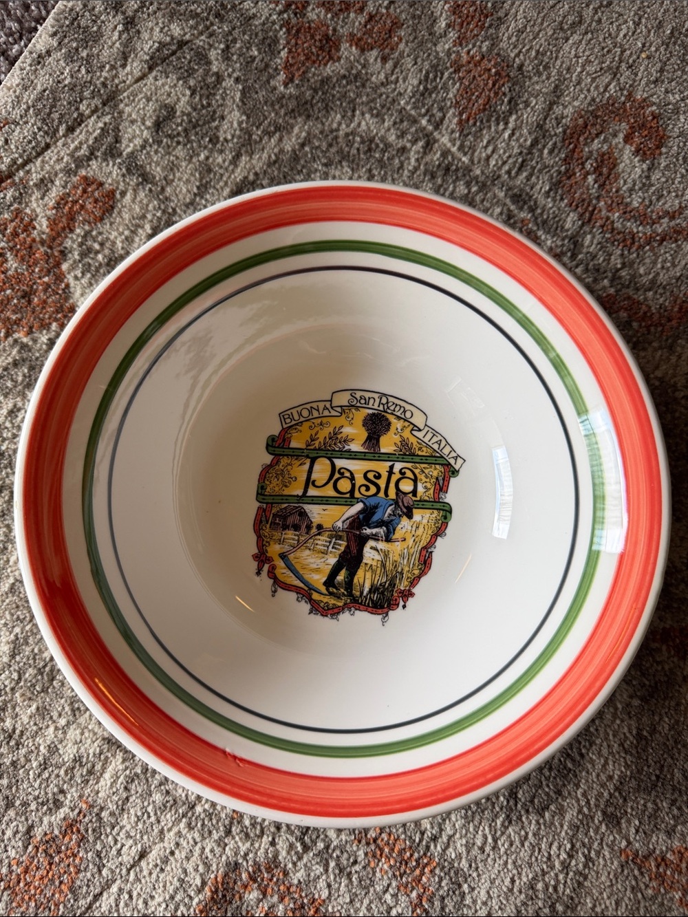 Vintage 1980s Himark San Remo Buona Italia Pattern Pasta Bowl